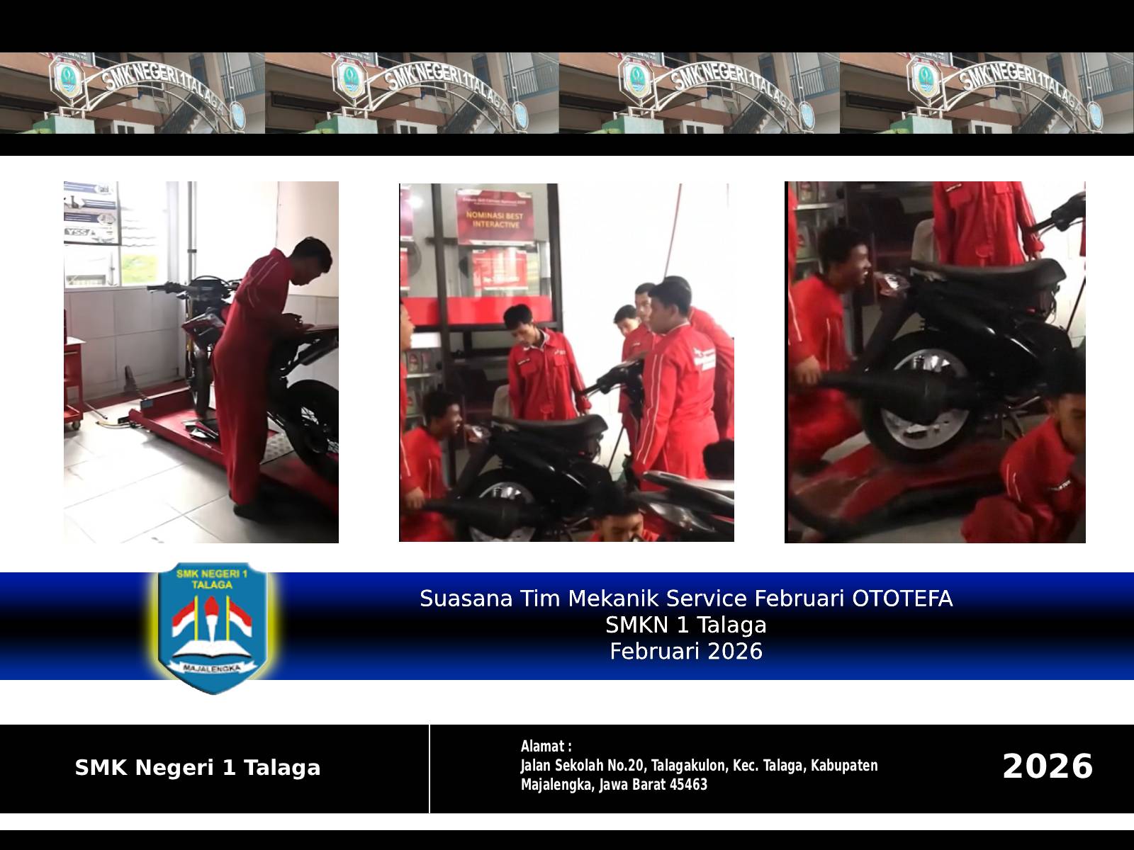 Suasana bengkel OTOTEFA (Otomotif Teknik Sepeda Motor) SMKN 1 Talaga